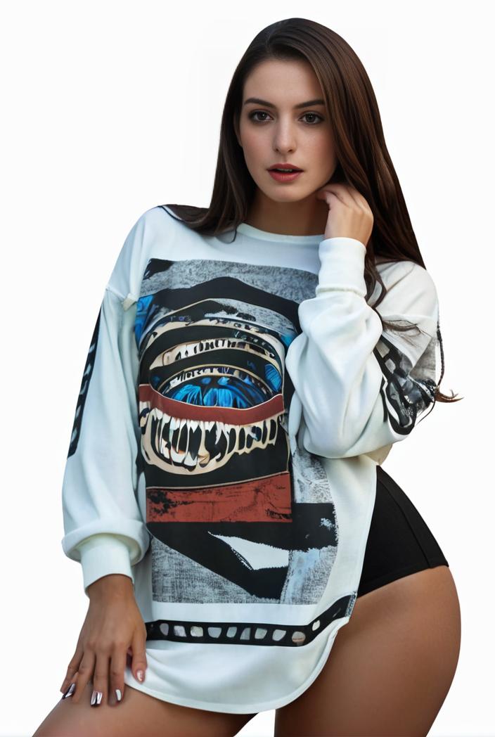 plus size casual sweatshirt women s plus graphic letter print long sleeve round neck slight stretch sweatshirt 101759