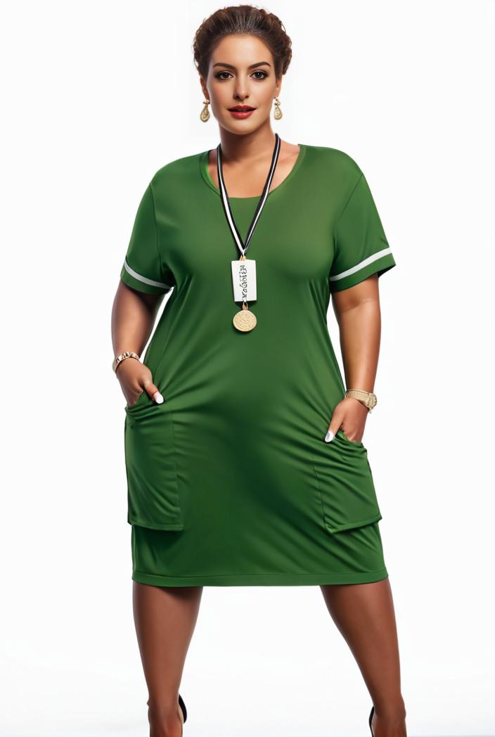 plus size faith letter print short sleeve midi dress with pockets women s plus slight stretch casual dress 102013