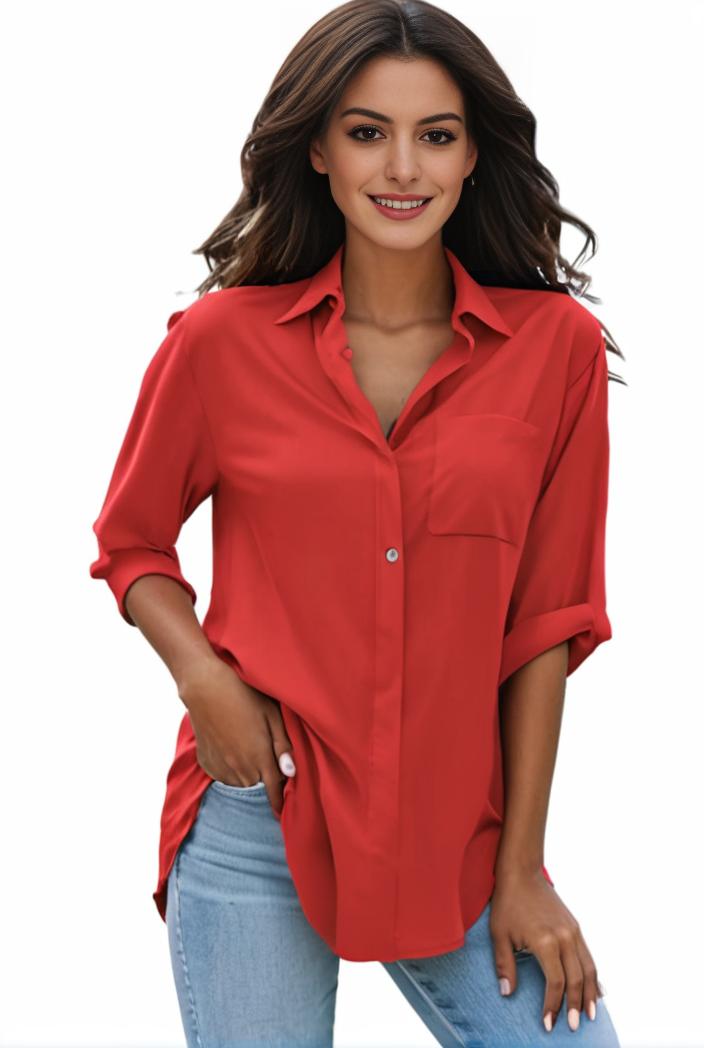 plus size formal shirt women s plus plain long sleeve turn down collar button up workwear shirt 102320