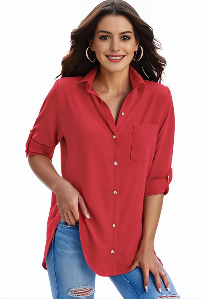 plus size formal shirt women s plus plain long sleeve turn down collar button up workwear shirt 102324