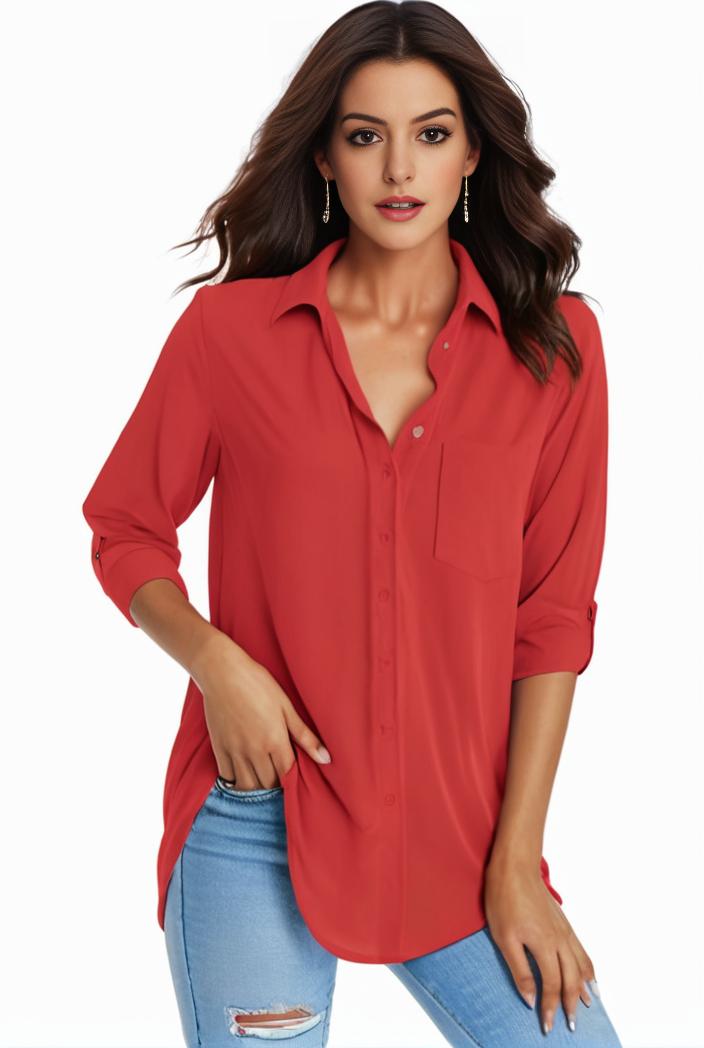 plus size formal shirt women s plus plain long sleeve turn down collar button up workwear shirt 102325