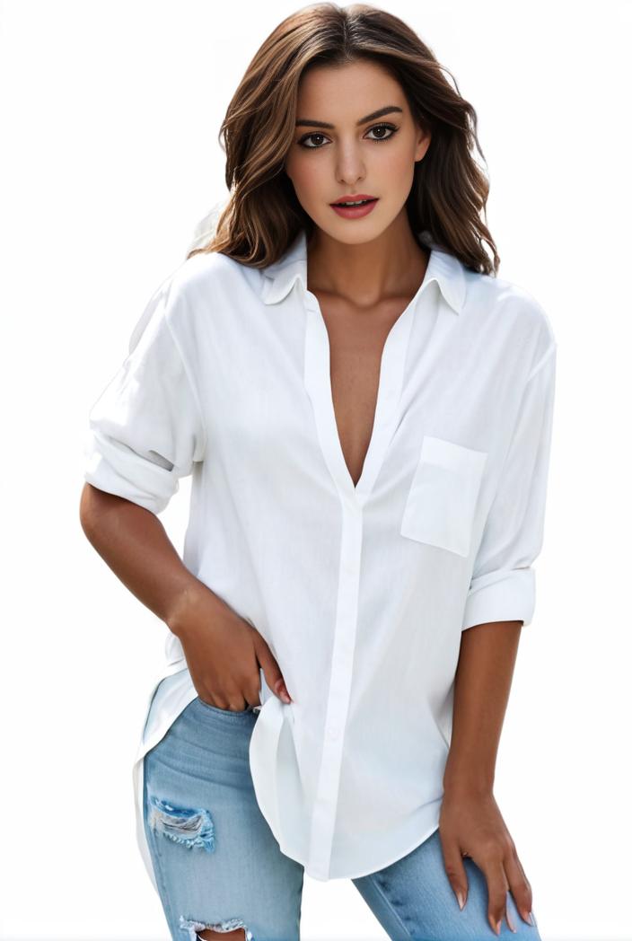 plus size formal shirt women s plus plain long sleeve turn down collar button up workwear shirt 102328
