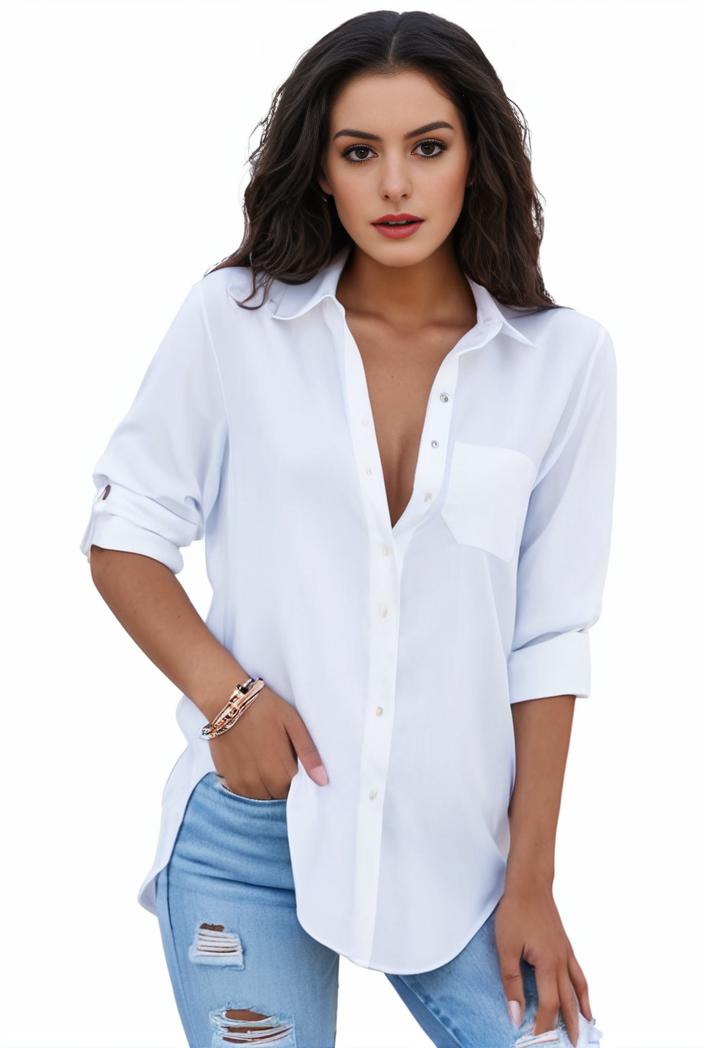 plus size formal shirt women s plus plain long sleeve turn down collar button up workwear shirt 102331