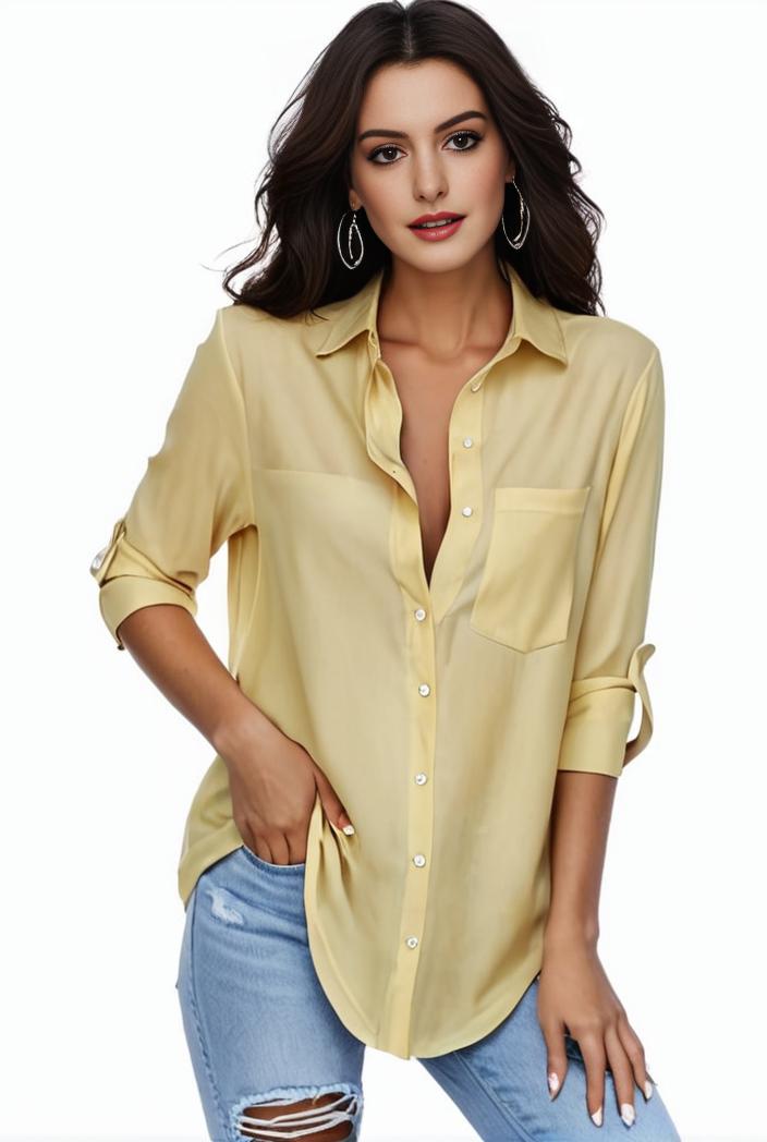 plus size formal shirt women s plus plain long sleeve turn down collar button up workwear shirt 102338