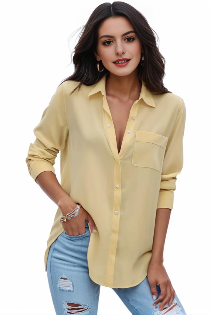 plus size formal shirt women s plus plain long sleeve turn down collar button up workwear shirt 102339