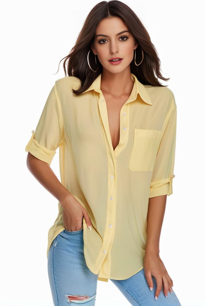 plus size formal shirt women s plus plain long sleeve turn down collar button up workwear shirt 102341
