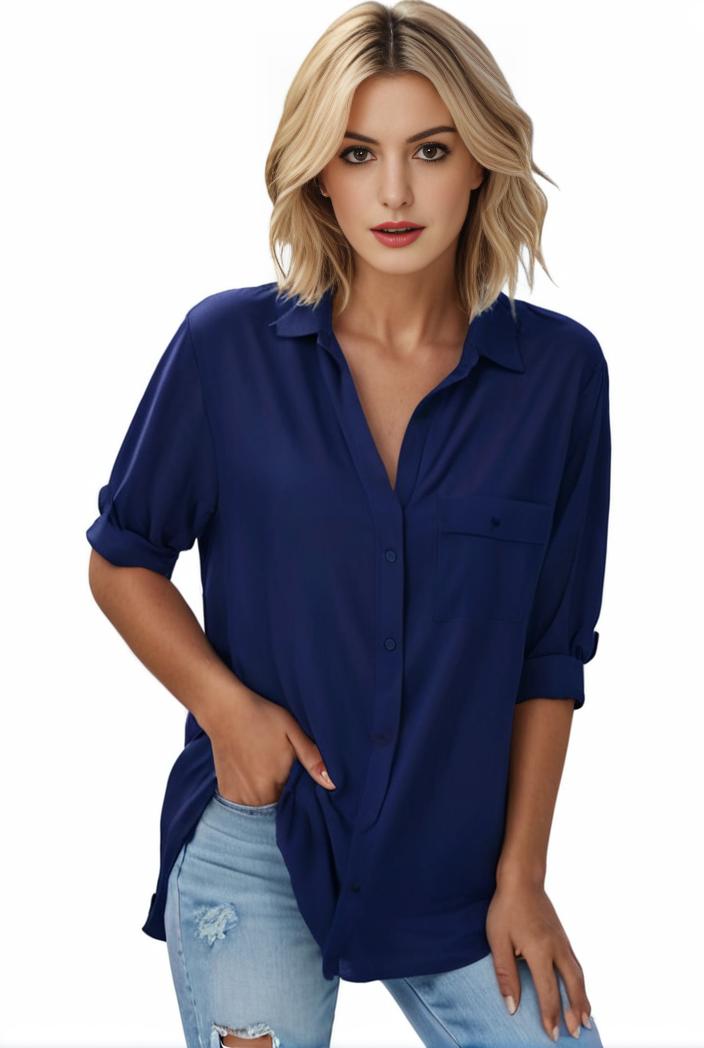 plus size formal shirt women s plus plain long sleeve turn down collar button up workwear shirt 102344