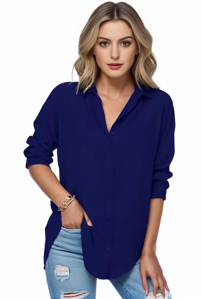 plus size formal shirt women s plus plain long sleeve turn down collar button up workwear shirt 102347
