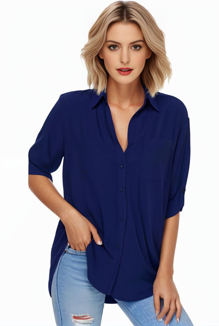 plus size formal shirt women s plus plain long sleeve turn down collar button up workwear shirt 102349