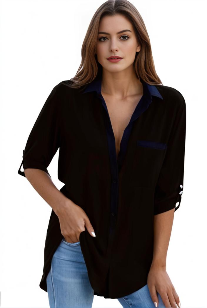 plus size formal shirt women s plus plain long sleeve turn down collar button up workwear shirt 102353