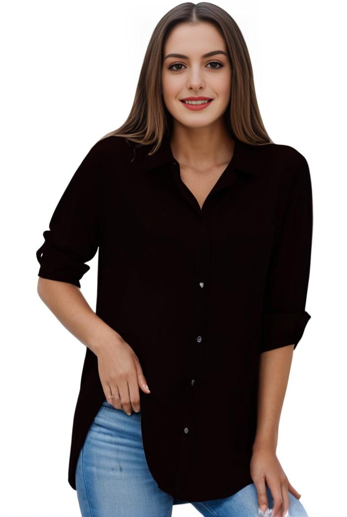 plus size formal shirt women s plus plain long sleeve turn down collar button up workwear shirt 102355