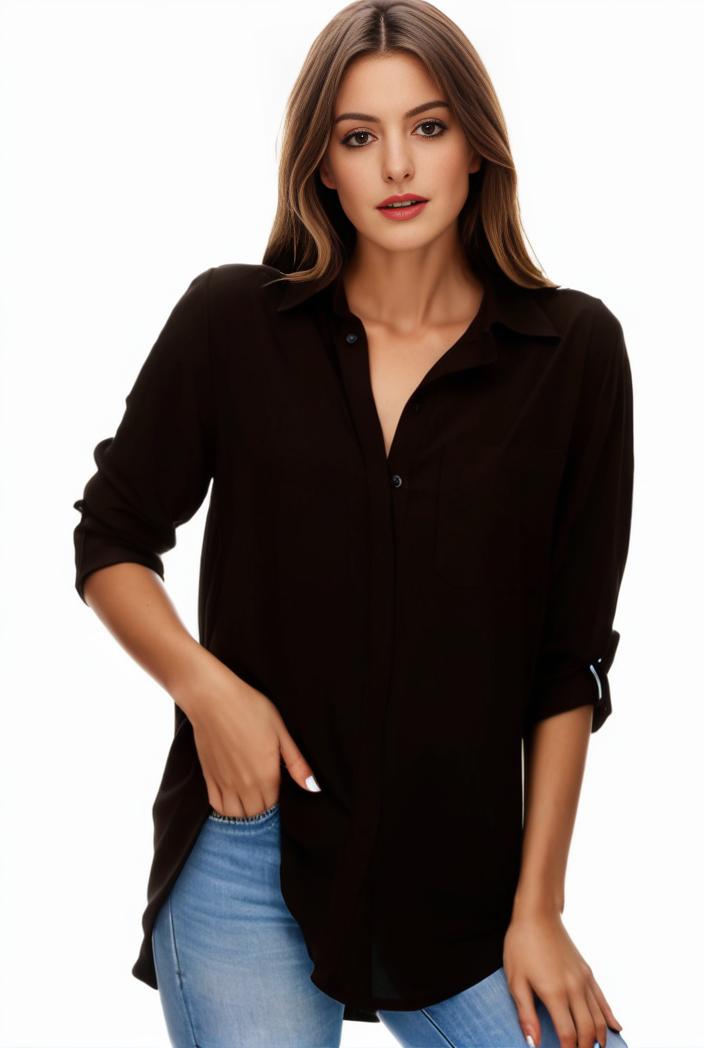 plus size formal shirt women s plus plain long sleeve turn down collar button up workwear shirt 102357