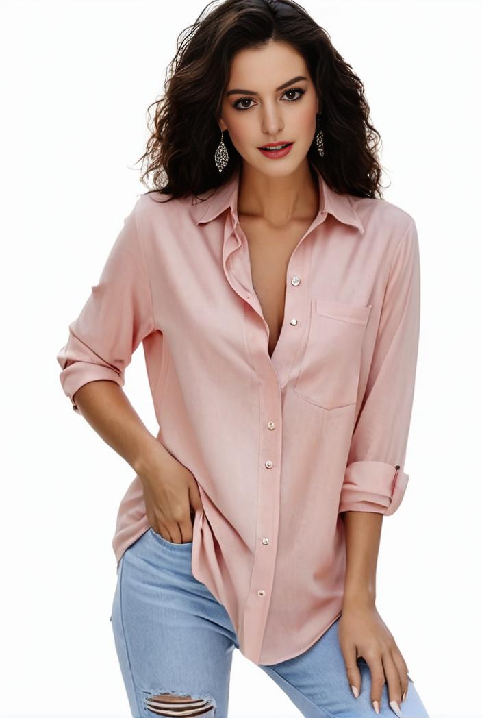 plus size formal shirt women s plus plain long sleeve turn down collar button up workwear shirt 102362