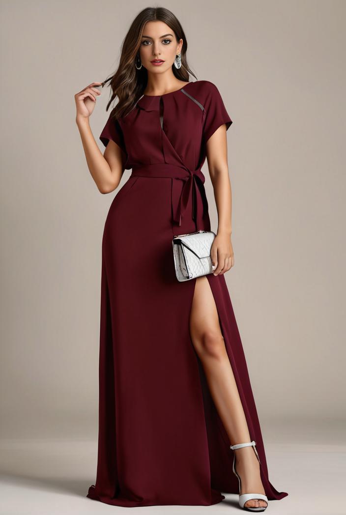 plus size sweetheart a line high slit maxi chiffon bridesmaid dress 104366