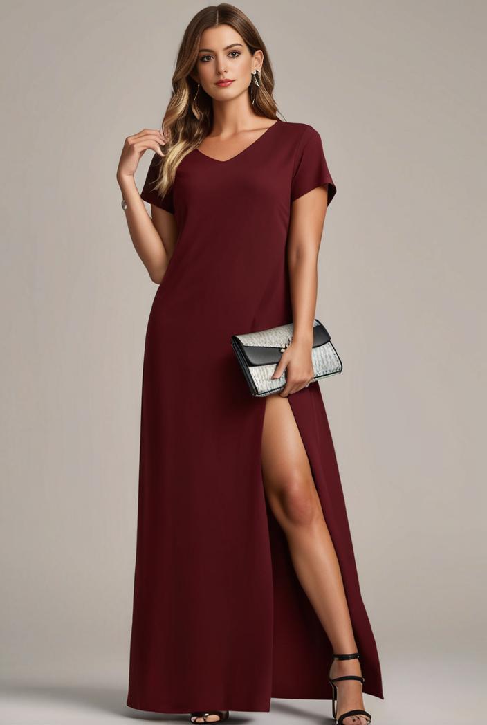 plus size sweetheart a line high slit maxi chiffon bridesmaid dress 104367