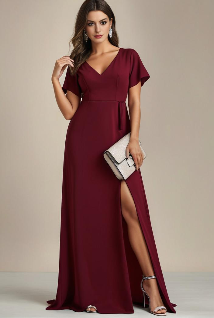 plus size sweetheart a line high slit maxi chiffon bridesmaid dress 104370