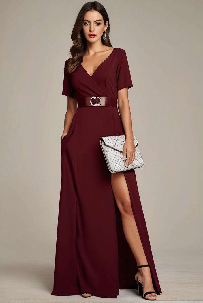 plus size sweetheart a line high slit maxi chiffon bridesmaid dress 104371