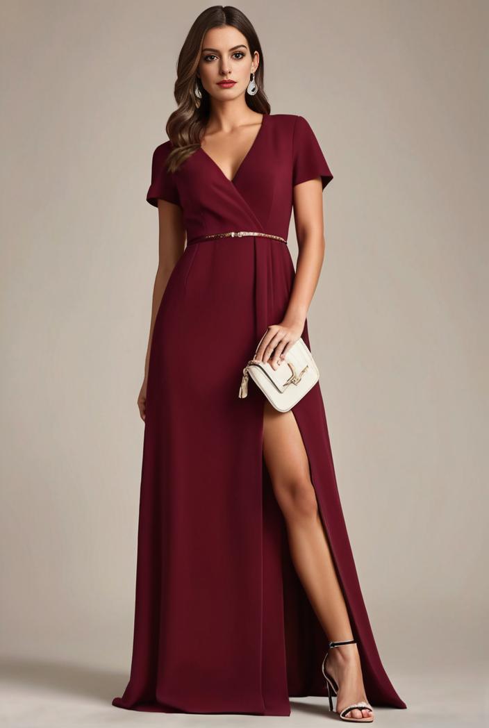 plus size sweetheart a line high slit maxi chiffon bridesmaid dress 104372