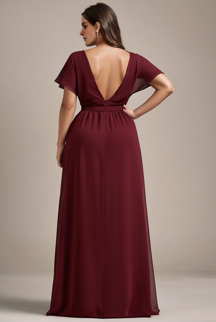 plus size sweetheart a line high slit maxi chiffon bridesmaid dress 104382