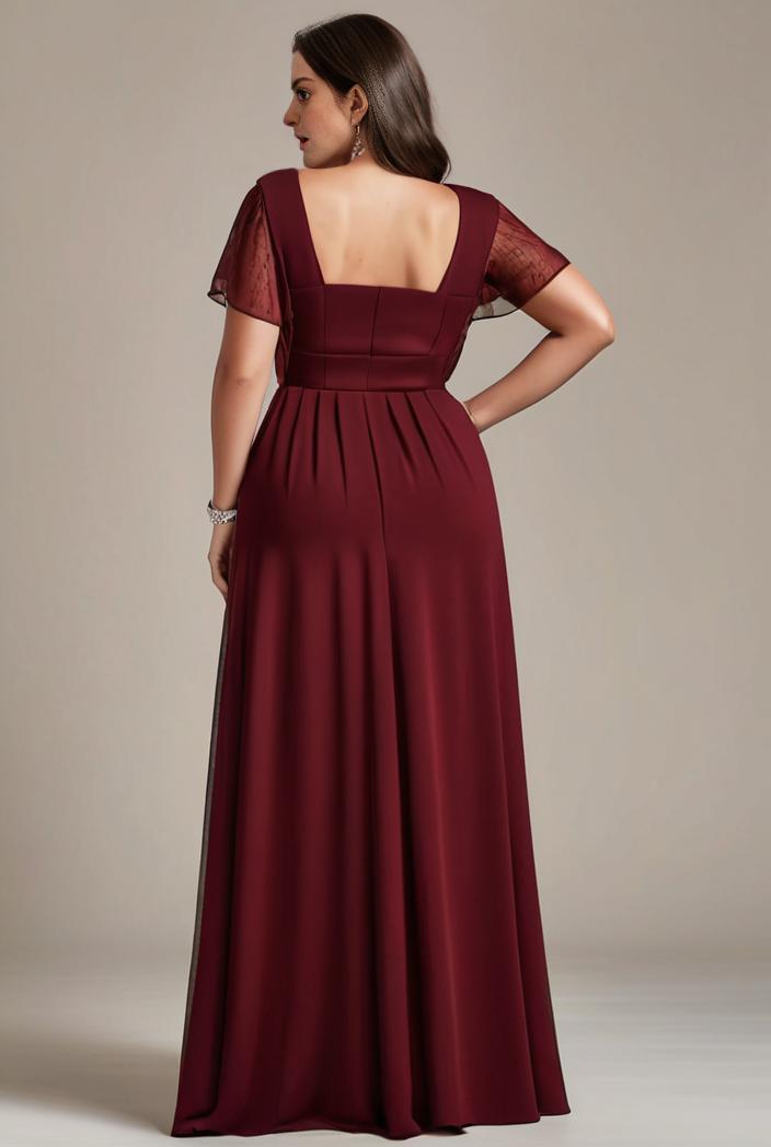 plus size sweetheart a line high slit maxi chiffon bridesmaid dress 104389