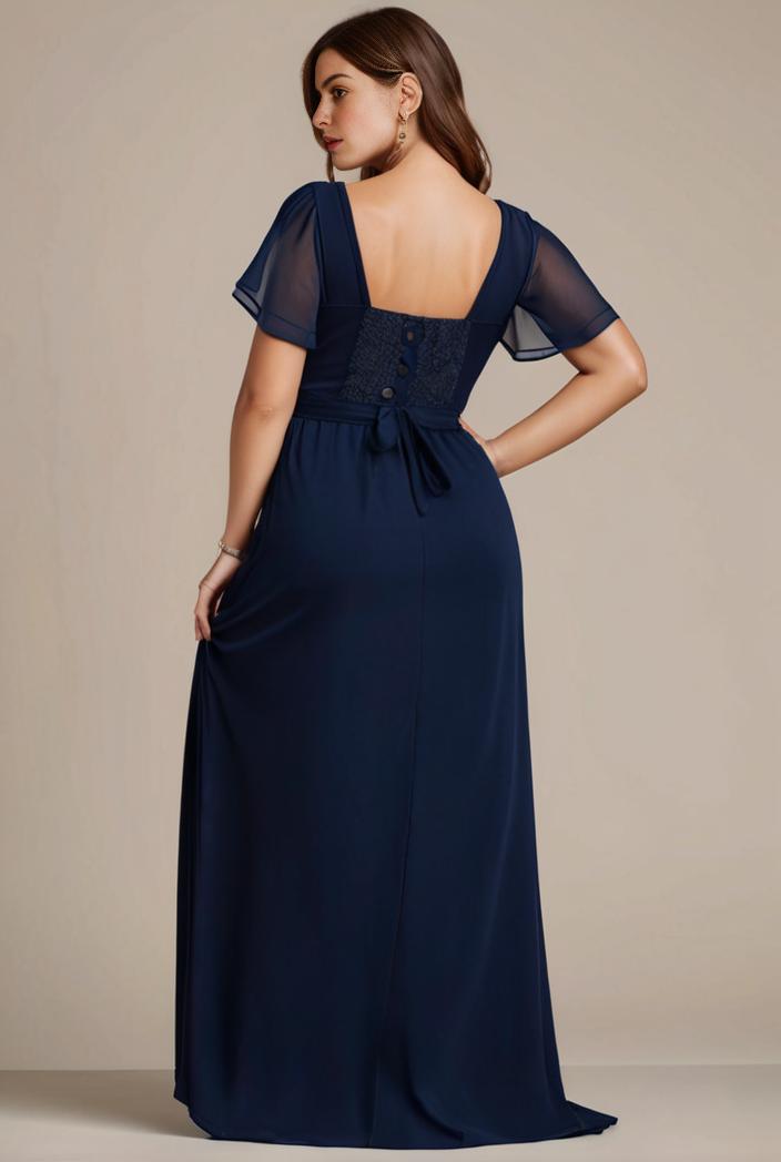 plus size sweetheart a line high slit maxi chiffon bridesmaid dress 104391