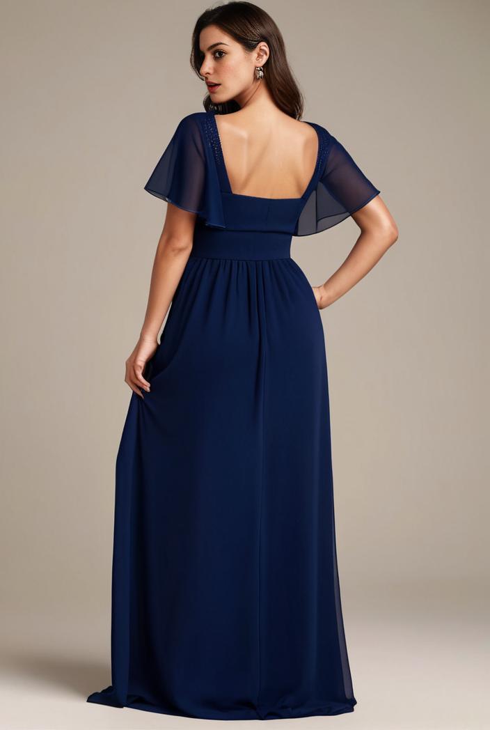 plus size sweetheart a line high slit maxi chiffon bridesmaid dress 104393