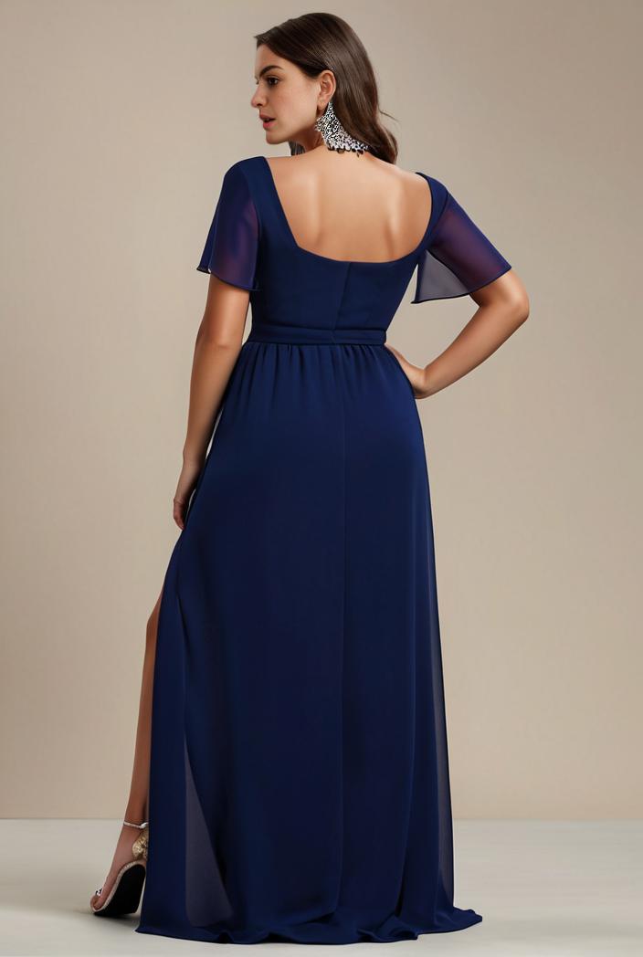 plus size sweetheart a line high slit maxi chiffon bridesmaid dress 104394