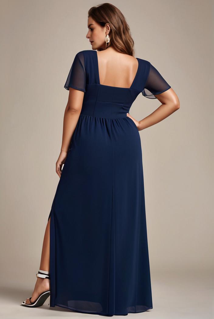 plus size sweetheart a line high slit maxi chiffon bridesmaid dress 104396