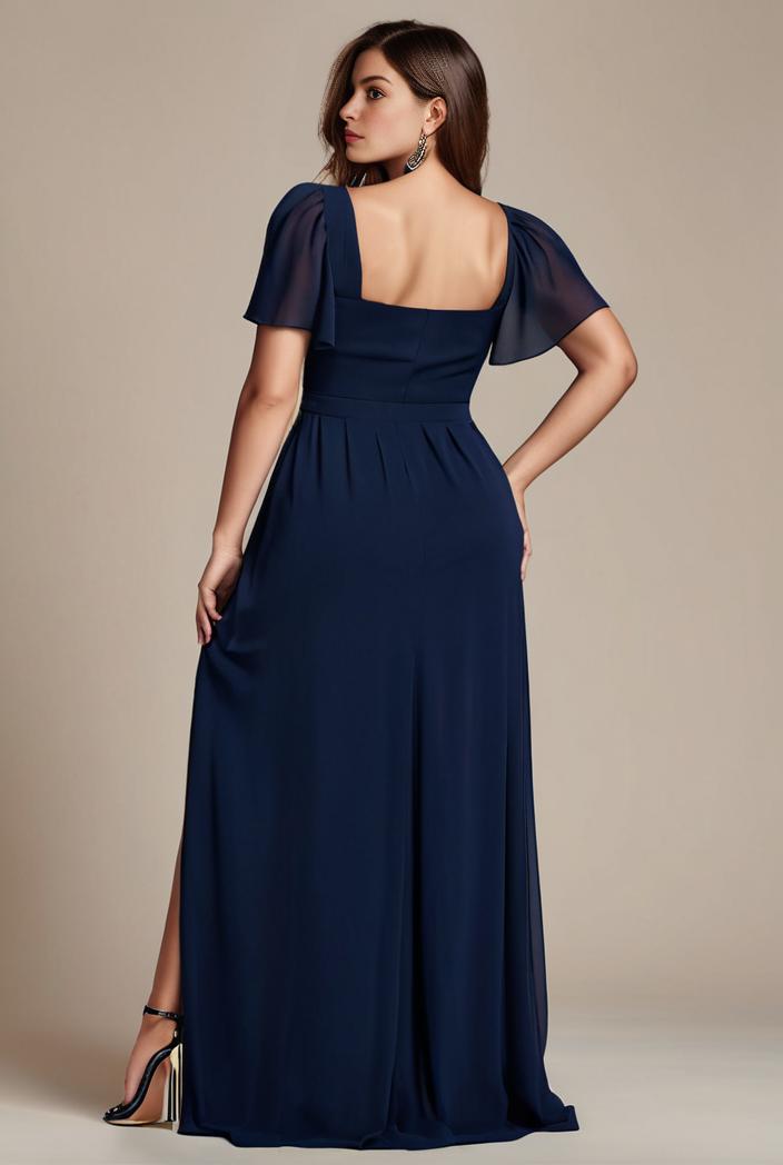 plus size sweetheart a line high slit maxi chiffon bridesmaid dress 104397