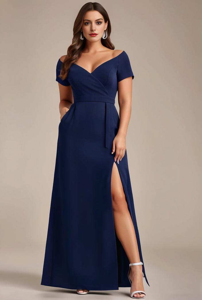 plus size sweetheart a line high slit maxi chiffon bridesmaid dress 104404