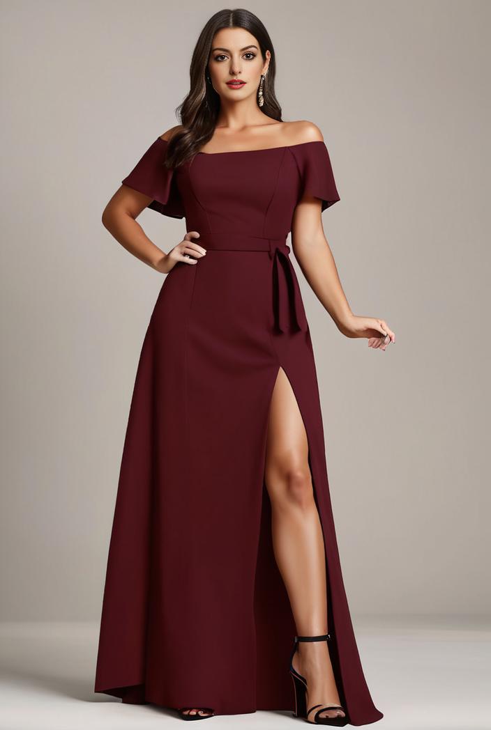 plus size sweetheart a line high slit maxi chiffon bridesmaid dress 104414