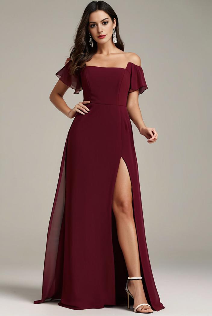 plus size sweetheart a line high slit maxi chiffon bridesmaid dress 104417