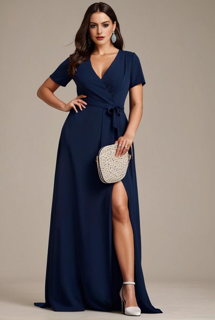 plus size sweetheart a line high slit maxi chiffon bridesmaid dress 104427