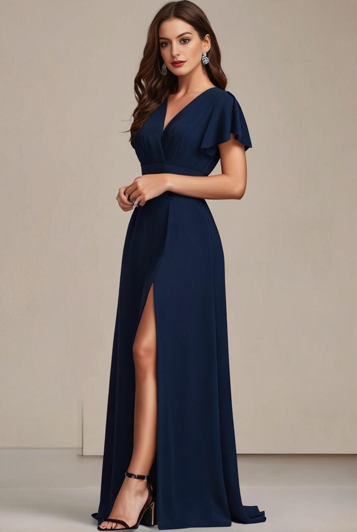 plus size sweetheart a line high slit maxi chiffon bridesmaid dress 104430