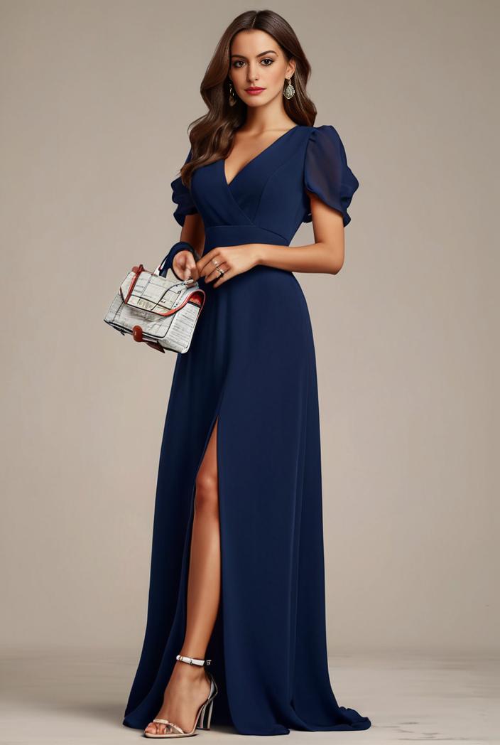 plus size sweetheart a line high slit maxi chiffon bridesmaid dress 104435