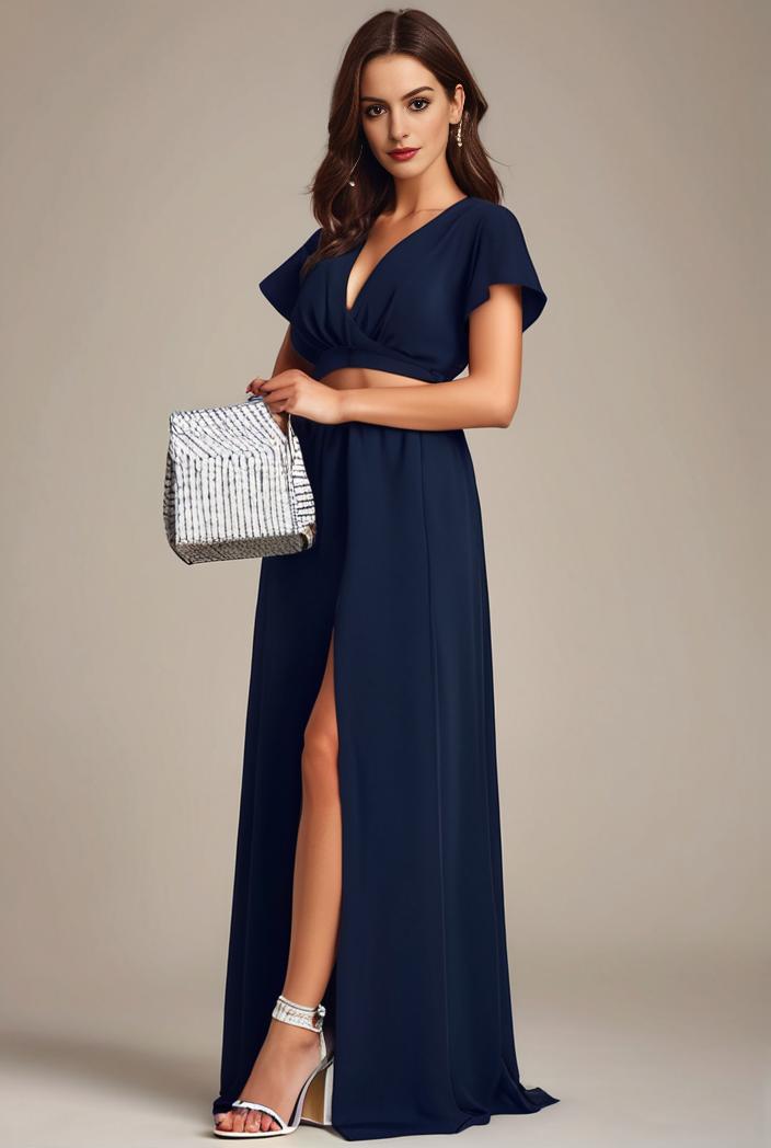 plus size sweetheart a line high slit maxi chiffon bridesmaid dress 104436