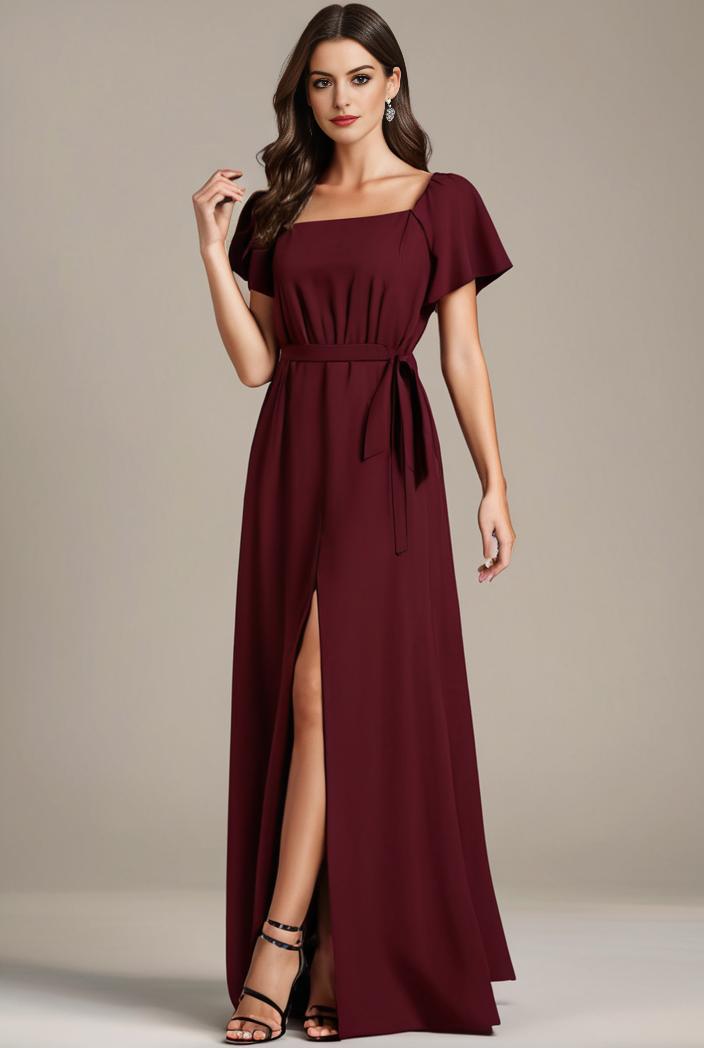 plus size sweetheart a line high slit maxi chiffon bridesmaid dress 104438