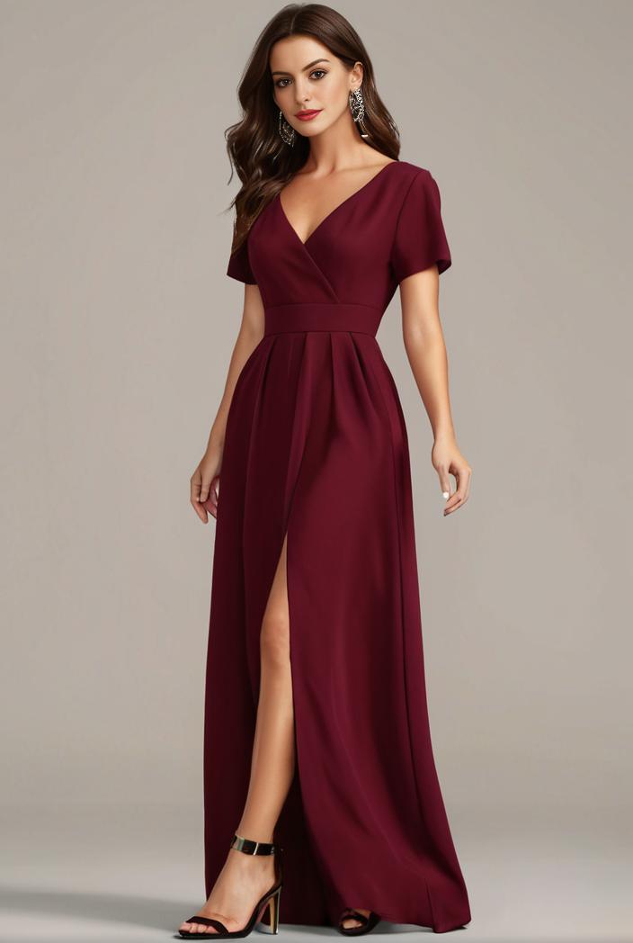 plus size sweetheart a line high slit maxi chiffon bridesmaid dress 104439