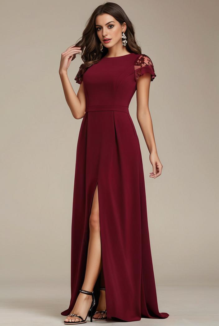 plus size sweetheart a line high slit maxi chiffon bridesmaid dress 104440