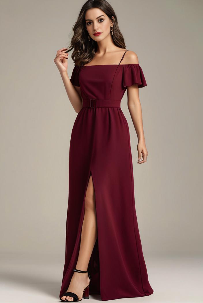 plus size sweetheart a line high slit maxi chiffon bridesmaid dress 104441