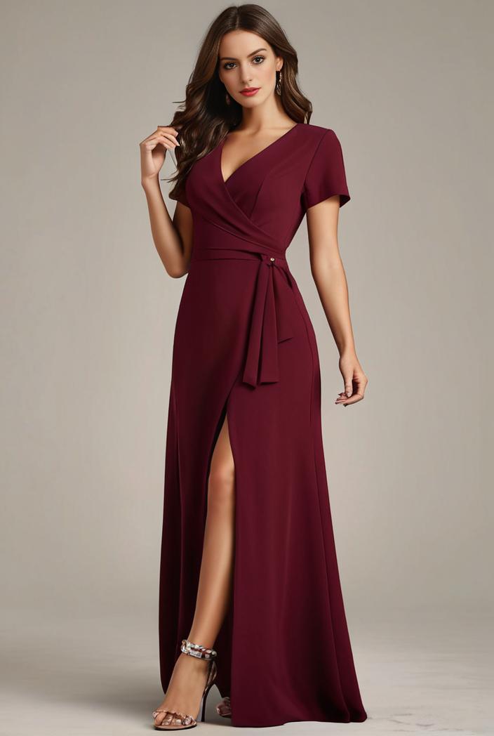 plus size sweetheart a line high slit maxi chiffon bridesmaid dress 104443