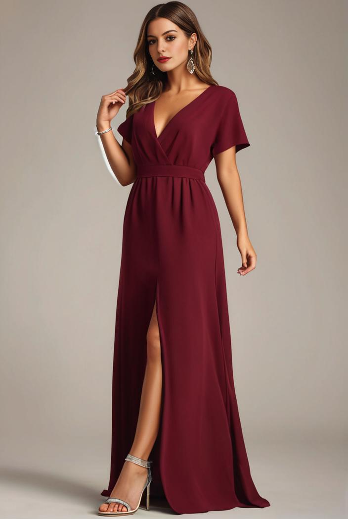 plus size sweetheart a line high slit maxi chiffon bridesmaid dress 104444