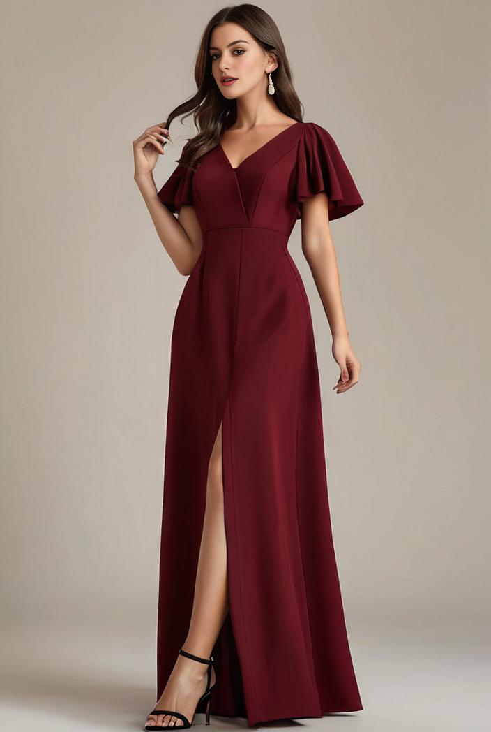 plus size sweetheart a line high slit maxi chiffon bridesmaid dress 104445