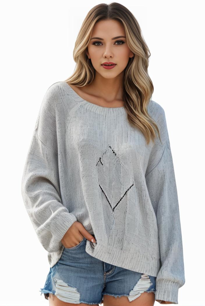 plus size casual sweater women s plus solid long sleeve round neck slight stretch loose sweater 108240