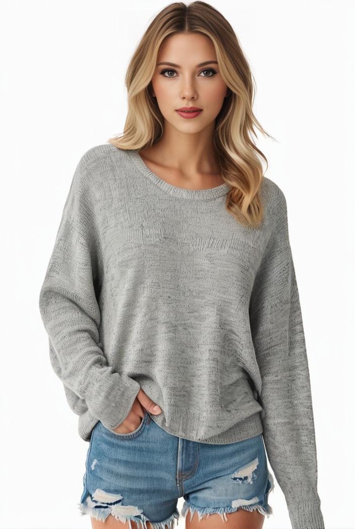 plus size casual sweater women s plus solid long sleeve round neck slight stretch loose sweater 108246