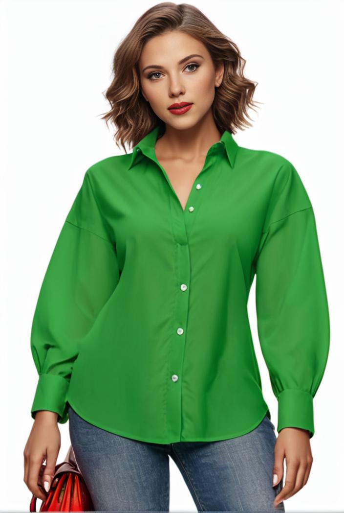 plus size casual blouse women s plus solid button up lantern sleeve turn down collar nipped waist blouse 113059