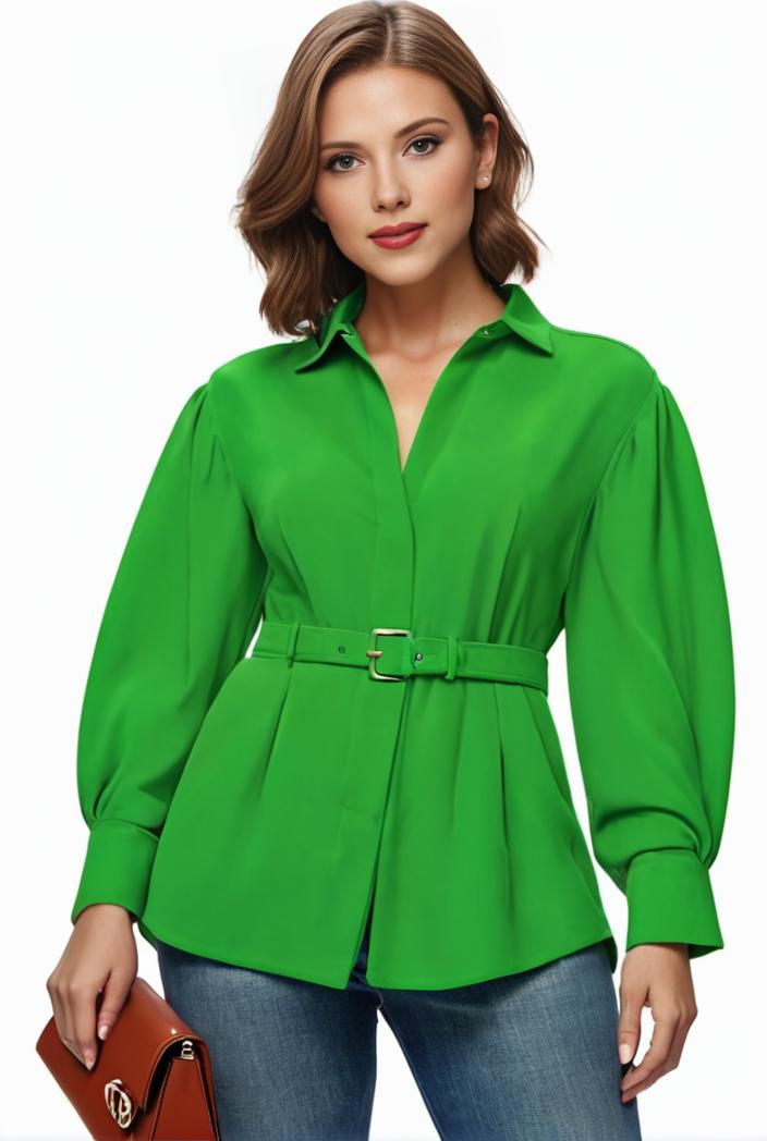 plus size casual blouse women s plus solid button up lantern sleeve turn down collar nipped waist blouse 113062