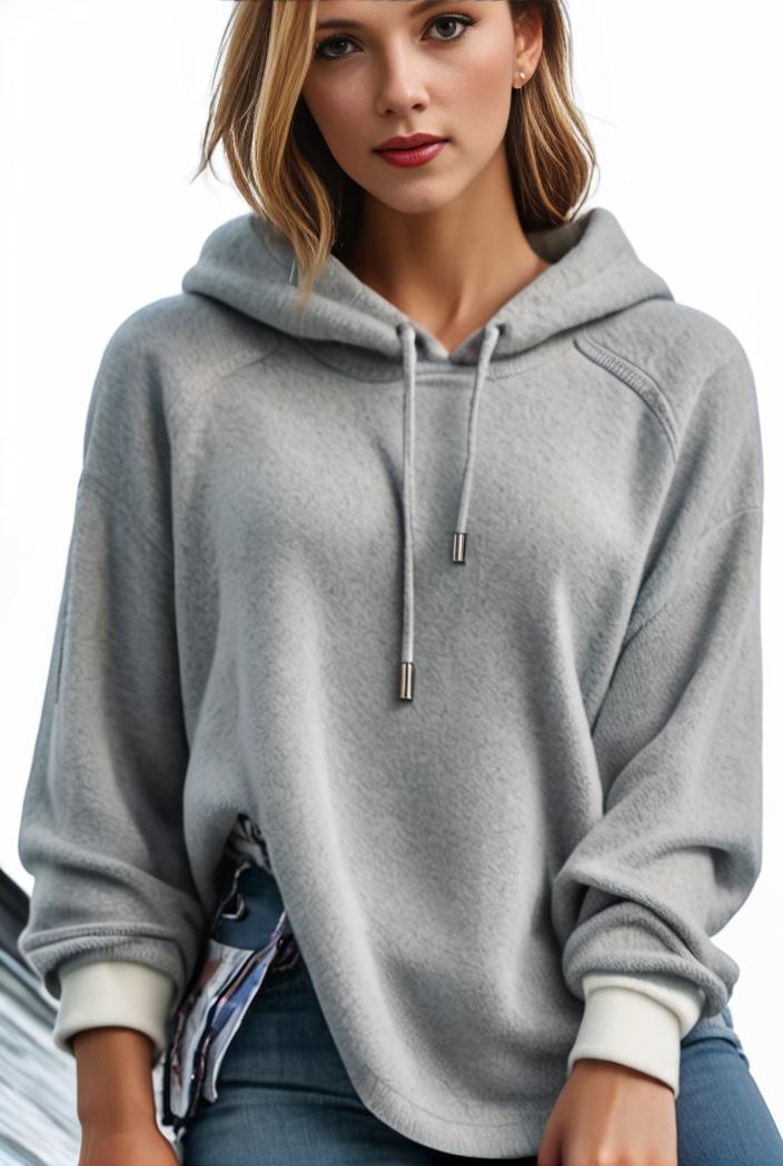 plus size casual hoodie women s plus solid ribbed long sleeve slight stretch hoodie drawstring sweatshirt 113128