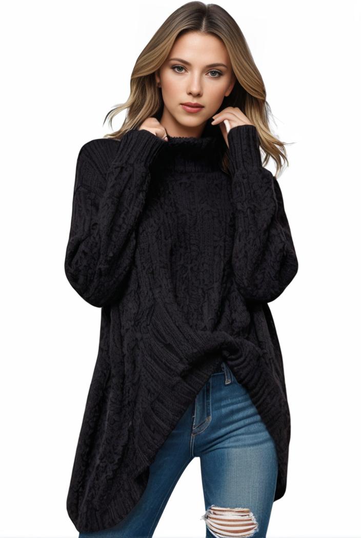 plus size casual sweater women s plus solid tassel trim long sleeve cowl neck high stretch jumper 113163