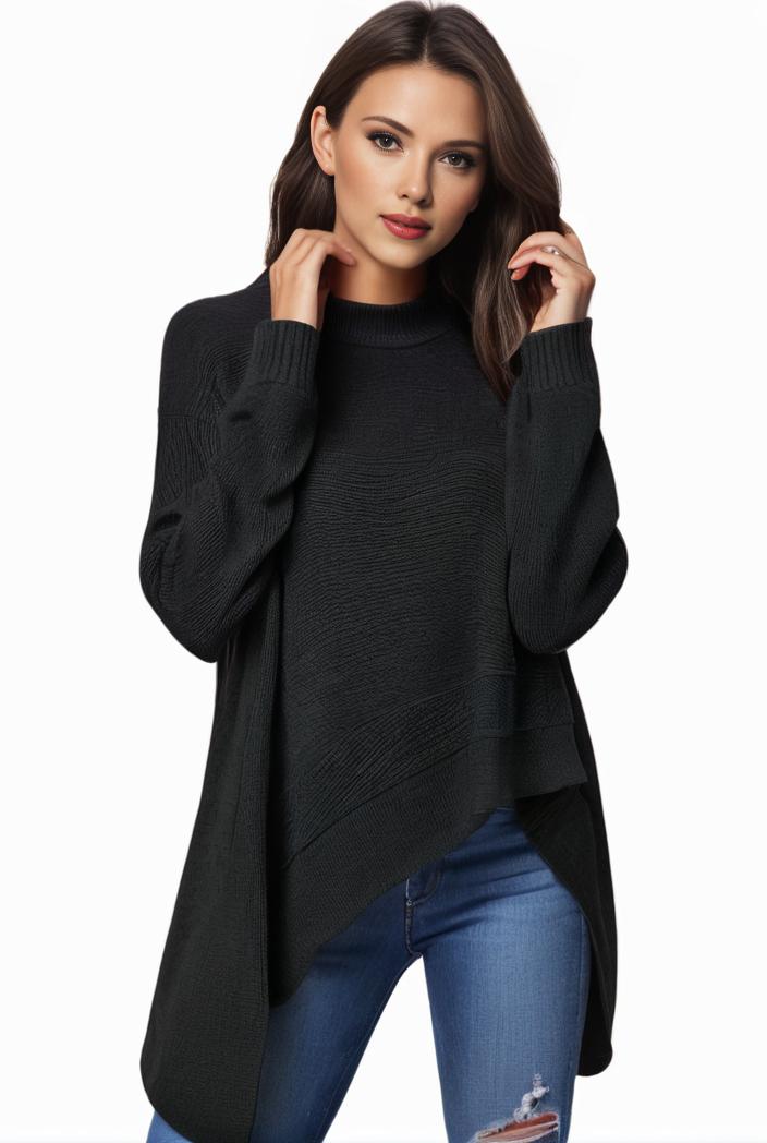 plus size casual sweater women s plus solid tassel trim long sleeve cowl neck high stretch jumper 113165
